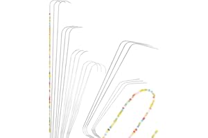 Juinte 6 Pcs 6 Sizes Large Eye Curved Beading Needles, Stainless Bead Needle for Bead Spinner, Beading Spinner Needles for Waist Bracelet Necklace Jewelry Making