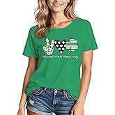 XLIEVO St Patrick's Day Shirts for Women:Lucky Irish Shamrock Crew Neck Short-Sleeve Graphic Higher Quality Printed T-Shirt