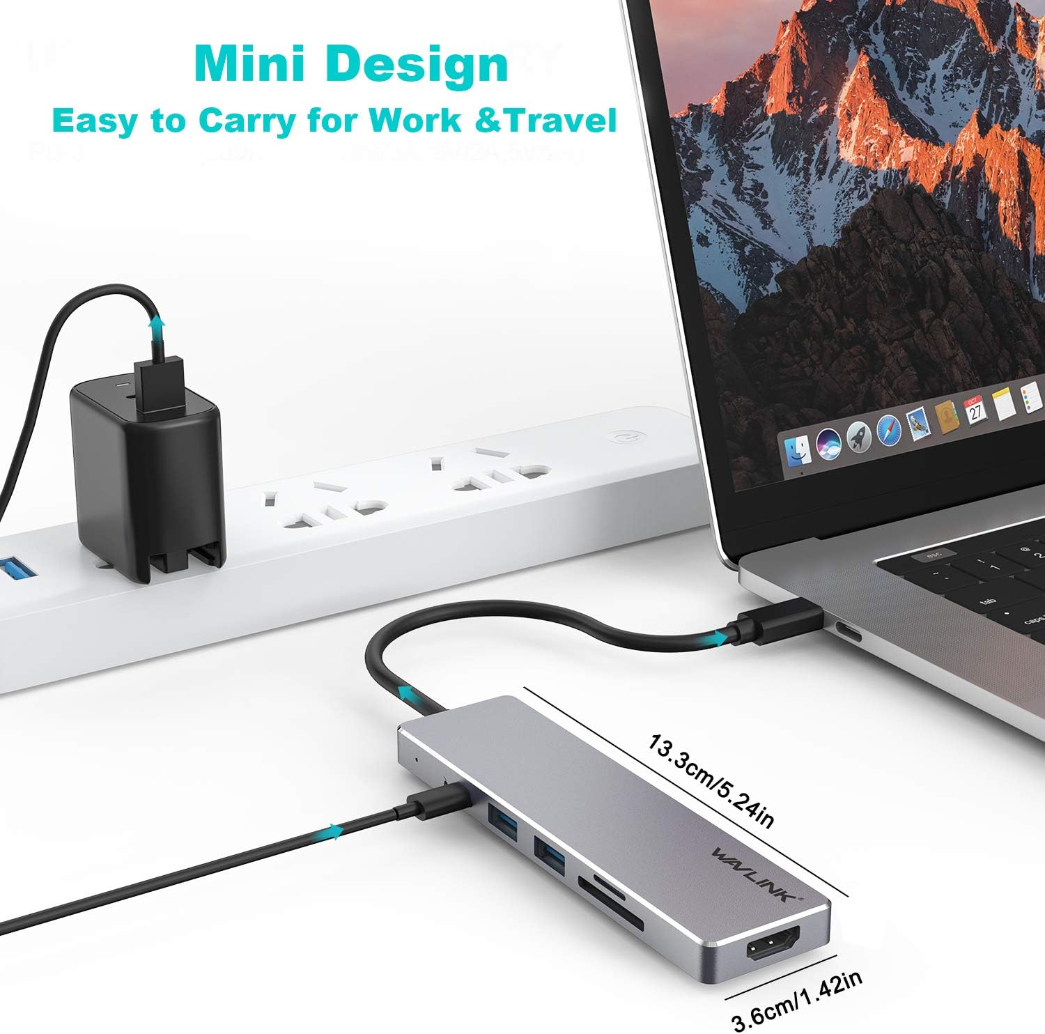 WAVLINK USB C Hub Mini Dock for Travel, 6-in-1 USB C Adapter with 4K@30 Hz HDMI, USB 3.0 Ports, 65W PD Port, SD and TF/Micro SD Card Readers, for Mac Pro and Type C Laptops, Model: WL-UHP3407: Computers & Accessories