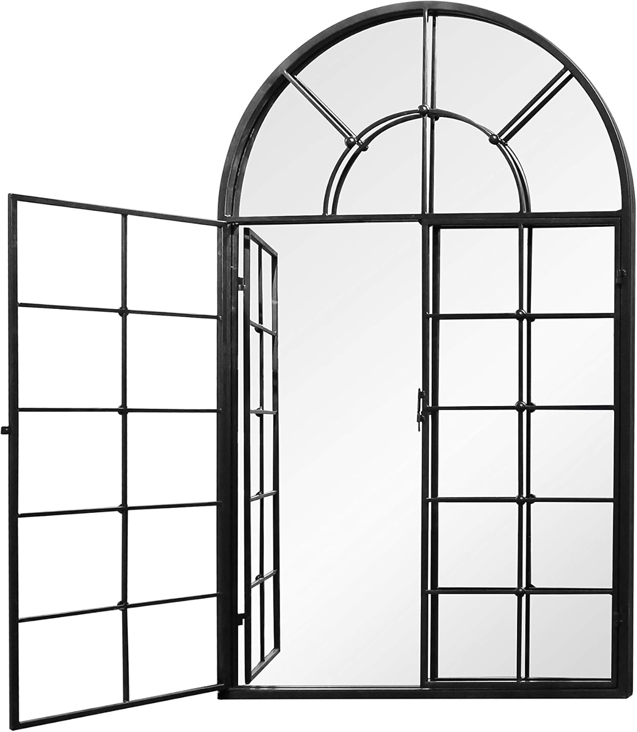 Aspect Arched Window Wall Mirror,Metal Window Pane Mirror,Black (Black