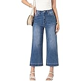 Kereya Women‘ High Waisted Jeans,Strechy Wide Leg Summer Denim Pants with Five Pockets