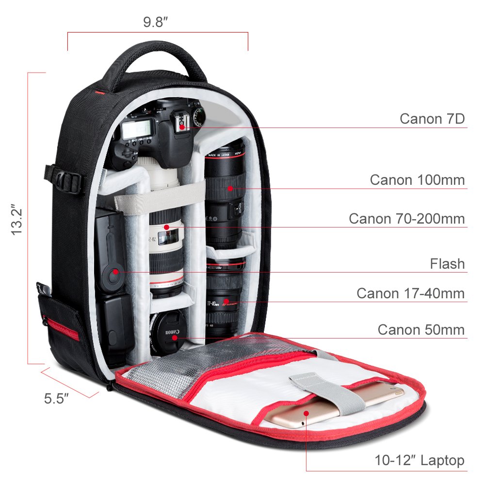 Beschoi DSLR Camera Backpack Waterproof Camera Bag for SLR/DSLR Camera