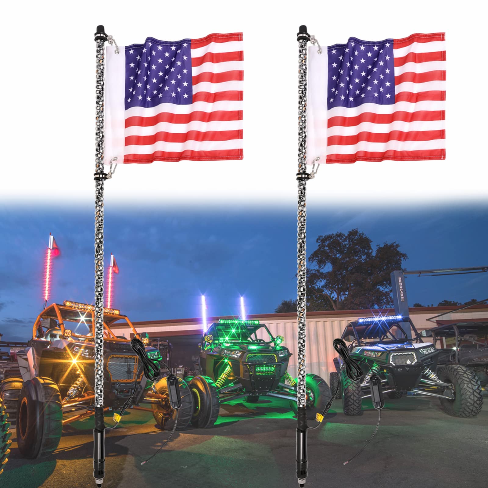 Muto-Beam RGBW Whipless Whip Light Kit - 2 LED Pods For UTV, ATV, Truck With Remote