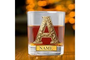 Personalized Initial Alphabet Whiskey Glass with Name Custom Letter Initial Old Fashioned Whiskey Glasses for Women Men Cryst