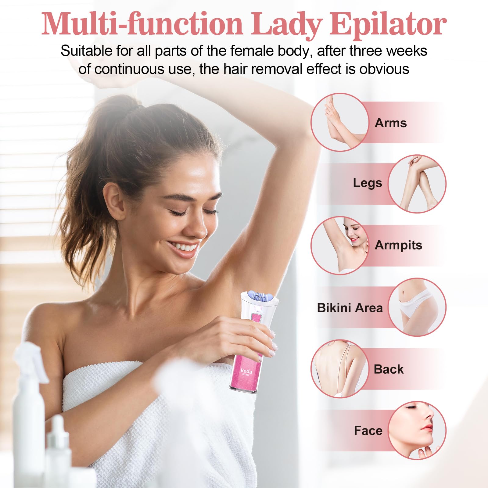 Glabrouse Skin Epilator, with 9 Tweezers and LED, 2025 New Epilator for Women Face, Glabrouse Skin Hair Remover for Face, Portable Facial Hair Removal for Face, Lips, Arms, Underarms, Legs and Bikini