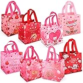 Aviski 8PCS Happy Valentine's Day Reusable Gift Bags With Handles - Multifunctional Non-Woven Treat Goodie Bags for Gifts Wrapping, Party Supplies, 7.9 7.9 5.9inch