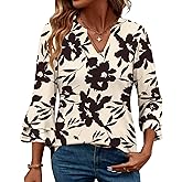 IEEILULU 3/4 Length Sleeve Womens Tops V Neck Tunics Ruffle Sleeve Tops Blouses for Women Dressy Casual