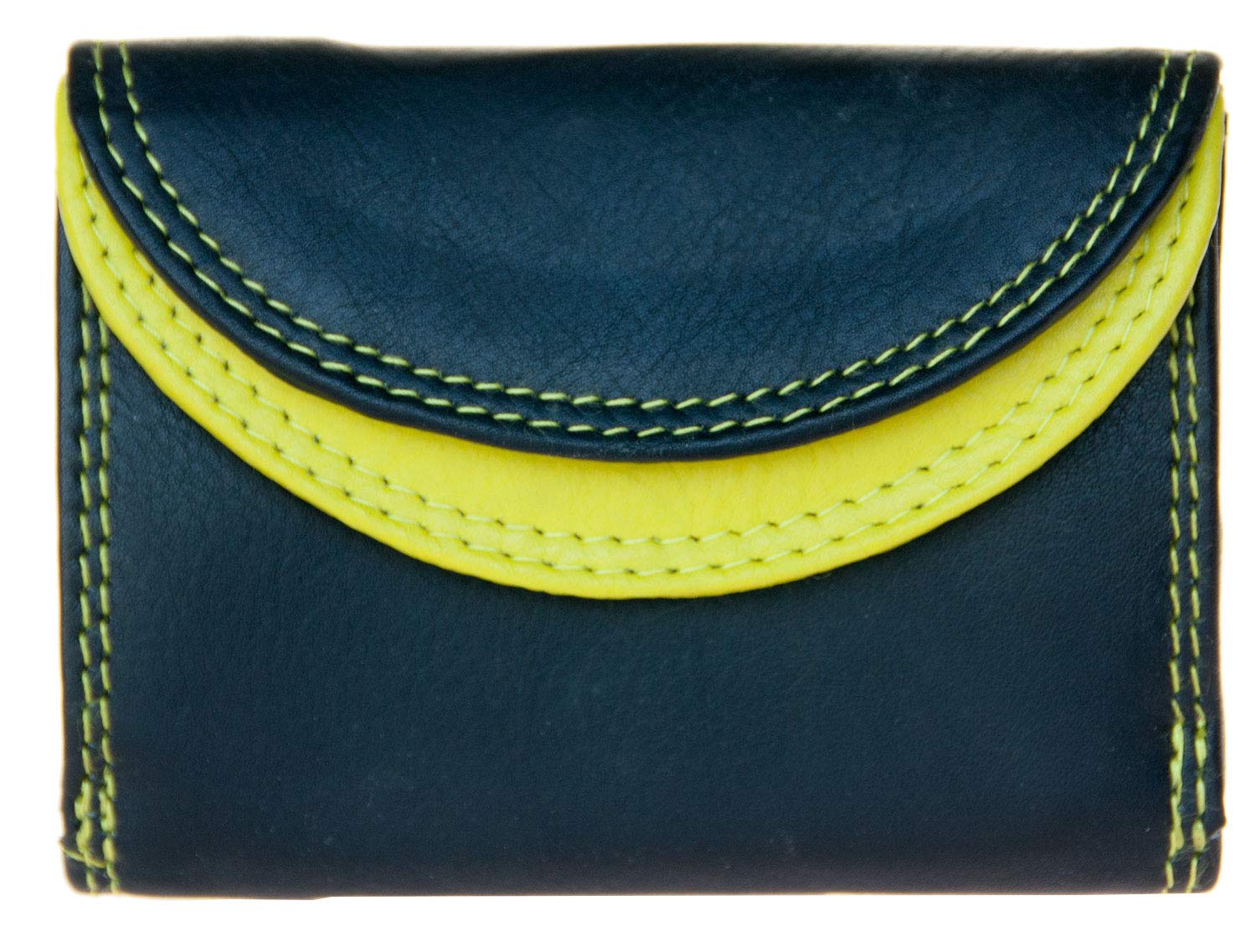FLW-Kabana Women's Black-Bright Lemon Yellow Pocket Size Genuine Leather Wallet