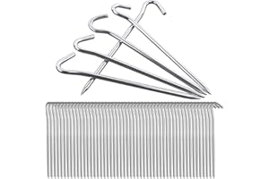 AVLA 40 Pack Tent Pegs, 7 Inch Metal Tent Stakes Pegs with Hook, Garden Edging Fence Hooks, Landscape Pins, Camping Pegs for 