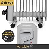 Futura 2500W Oil Filled Radiator 11 Fin Free Standing Heater UK Plug view 3