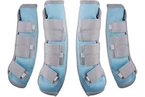 Harrison Howard Horse Fly Boots Leg Guards Fly Boots Protection Set of 4 Voodoo Blue Large Full Size