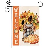 Pumpkin Garden Flag Vertical Double Sided 12x18 Inch Small Yard Flag Thanksgiving Autumn Burlap Yard Seasonal Holiday Outdoor Decor