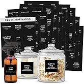 Talented Kitchen 144 Minimalist Laundry Labels – White Print on Matte Black Backing, Waterproof Vinyl Adhesive Stickers for L