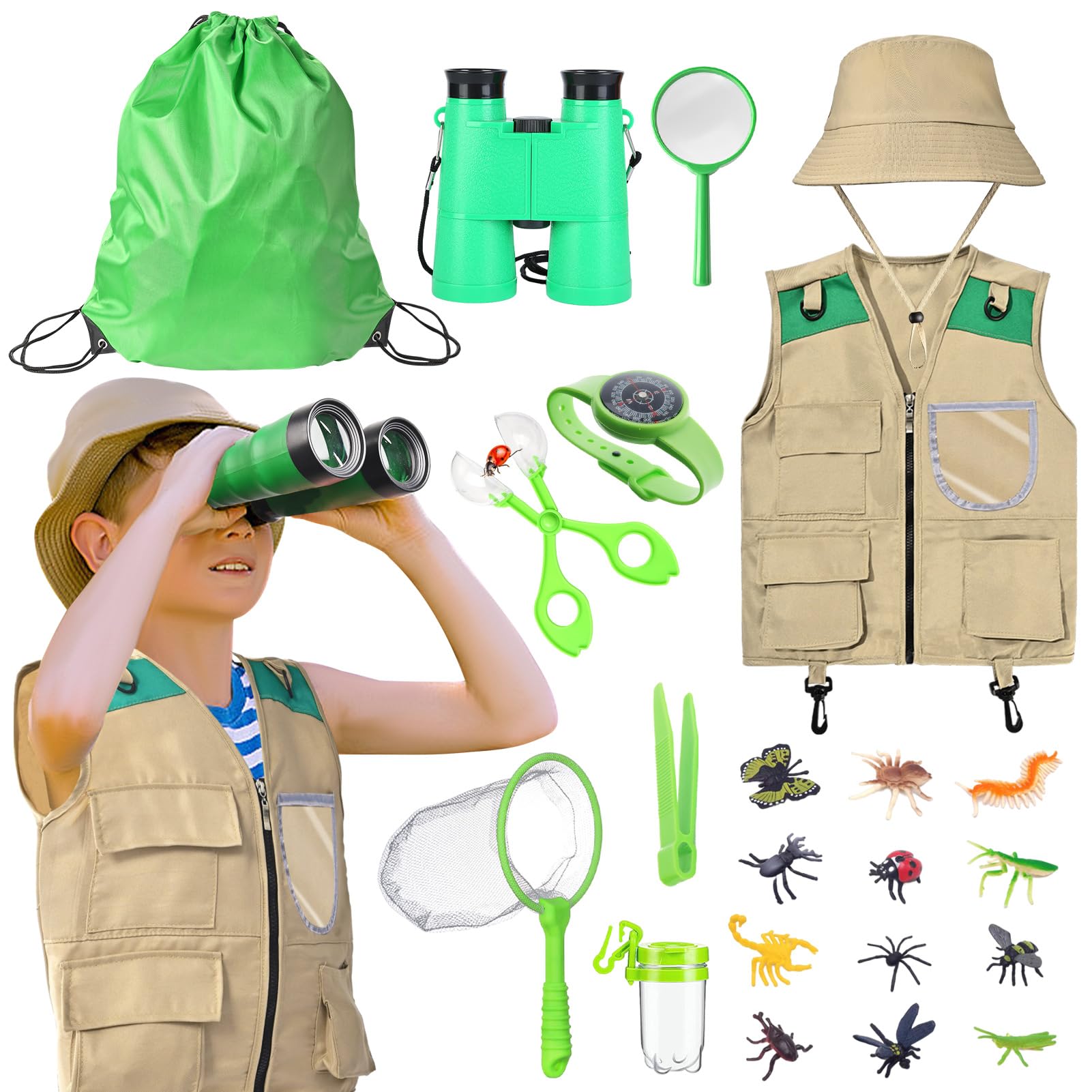 Raveparty Explorer Costume Kids, Zoo Keeper Costume Kids, Girls Boys World Book Day Costumes (Green)