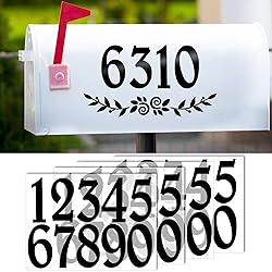2 Inch Black Mailbox Numbers Stickers, 4 Set
