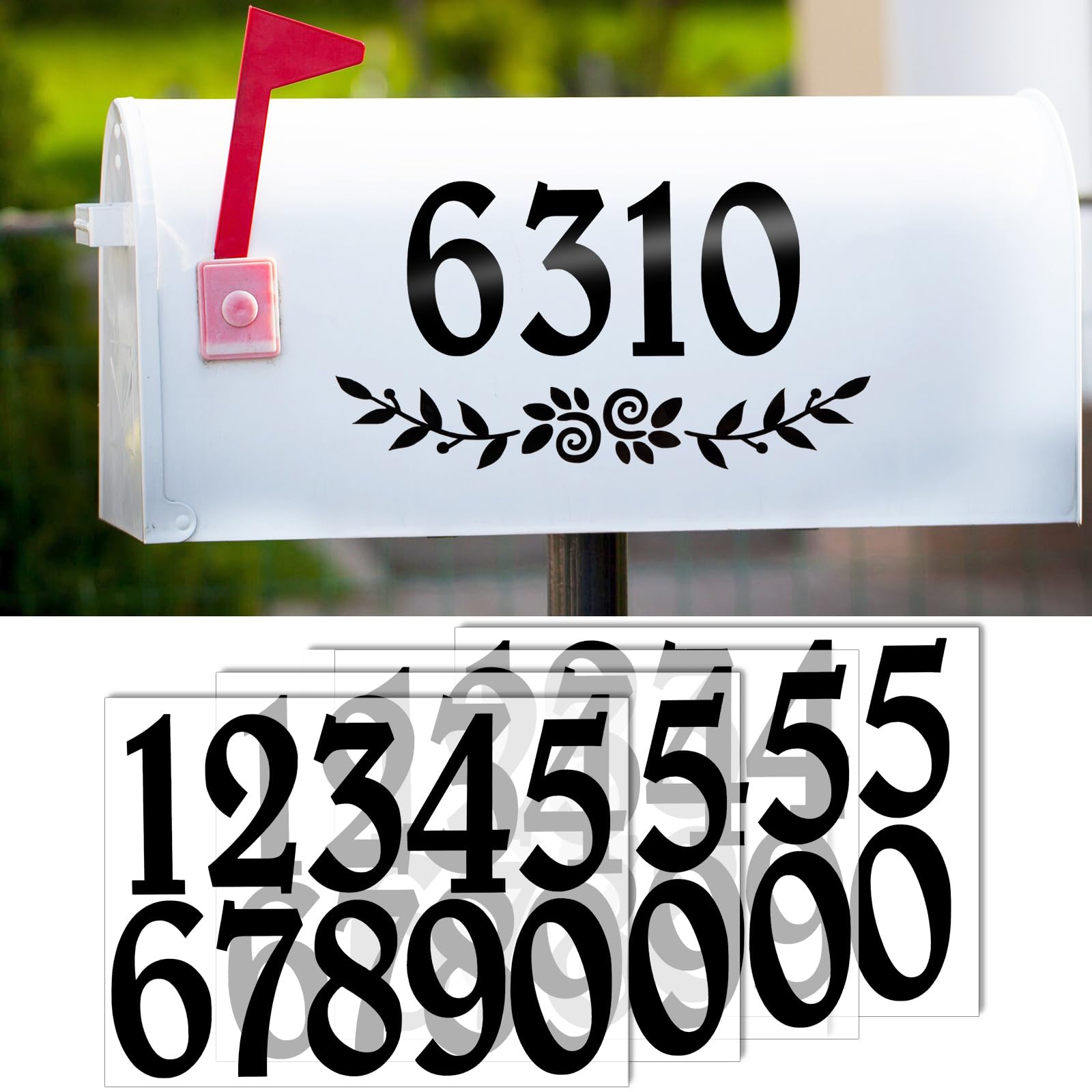 2 Inch Black Mailbox Numbers Stickers, 4 Set