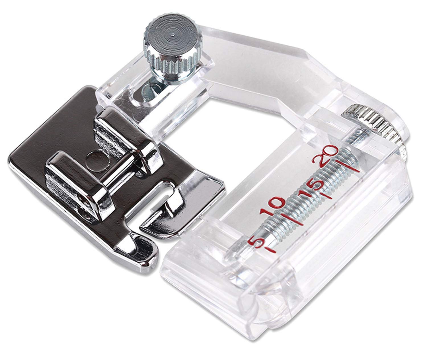 DREAMSTITCH 006D3D0005 5mm Adjustable Tape Binding Presser Foot for All Low Shank Snap On Singer,Brother,Babylock,Euro-Pro,Janome(New Home),White,Juki,Simplicity,Elna Sewing Machine