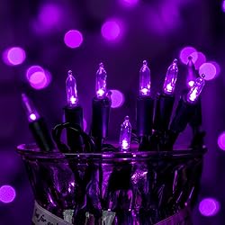 YULETIME 200 Purple LED Christmas Lights with Black