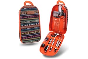 Bisgear Backpacking Camping Cookware Camp Kitchen Utensil BBQ Organizer Travel Mess Kit with Water Resistant Case, Cutting Board, Rice Paddle, Tongs, Scissors, Knife, Spork