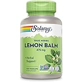Solaray Lemon Balm 475 mg - Lemon Balm Capsules Supplement, Natural Herbal Support Pills for Adults and Kids, Non-GMO, Lab Verified - 100 Vegan Capsules