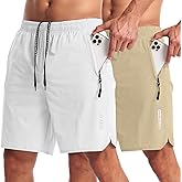 CANGHPGIN 2 Pack Mens Workout Athletic Shorts 7 inch Inseam Quick Dry Hiking Shorts Men Lightweight Sports Gym Shorts Running