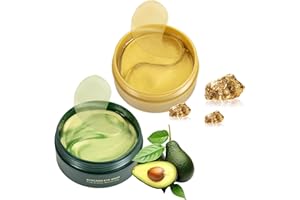 Avocado & Gold Eye Mask Set,Eye Patches for Dark Circles Puffy Eyes Eye Bags Wrinkle,Moisturizing Hydrating Skincare (Avocado