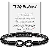 Sistble Valentines Day Gifts for Him, Leather Bracelet for Men To My Son Bracelet Fathers Day Bracelet Gifts for Dad Grandpa Love You Forever Engraved Birthday Graduation Gift Infinity Knot Jewelry