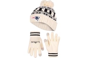 Ultra Game Adults NFL Official Super Soft Cable Knit Winter Beanie Knit Hat with Warm Touch Screen Gloves