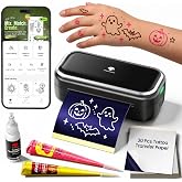 Phomemo Henna Tattoo Kit for Halloween, Tattoo Maker for Girls &amp; Boys | DIY Costom Temporary Tattoos, Birthday Gifts, Halloween Craft Kits with 2 Henna Cones (Brown &amp; Rose Red)