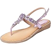 iCKER Women Sandals Rhinestone Dressy Casual Summer flat flip flops Comfortable Sandals