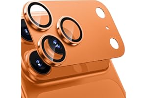 WSKEN for iPhone 17 Pro Max Camera Lens Protector - [Military Grade Shatterproof] [Strong Adhesion] Metal Aluminum Alloy Tempered Glass Camera Screen Protector, Orange Titanium