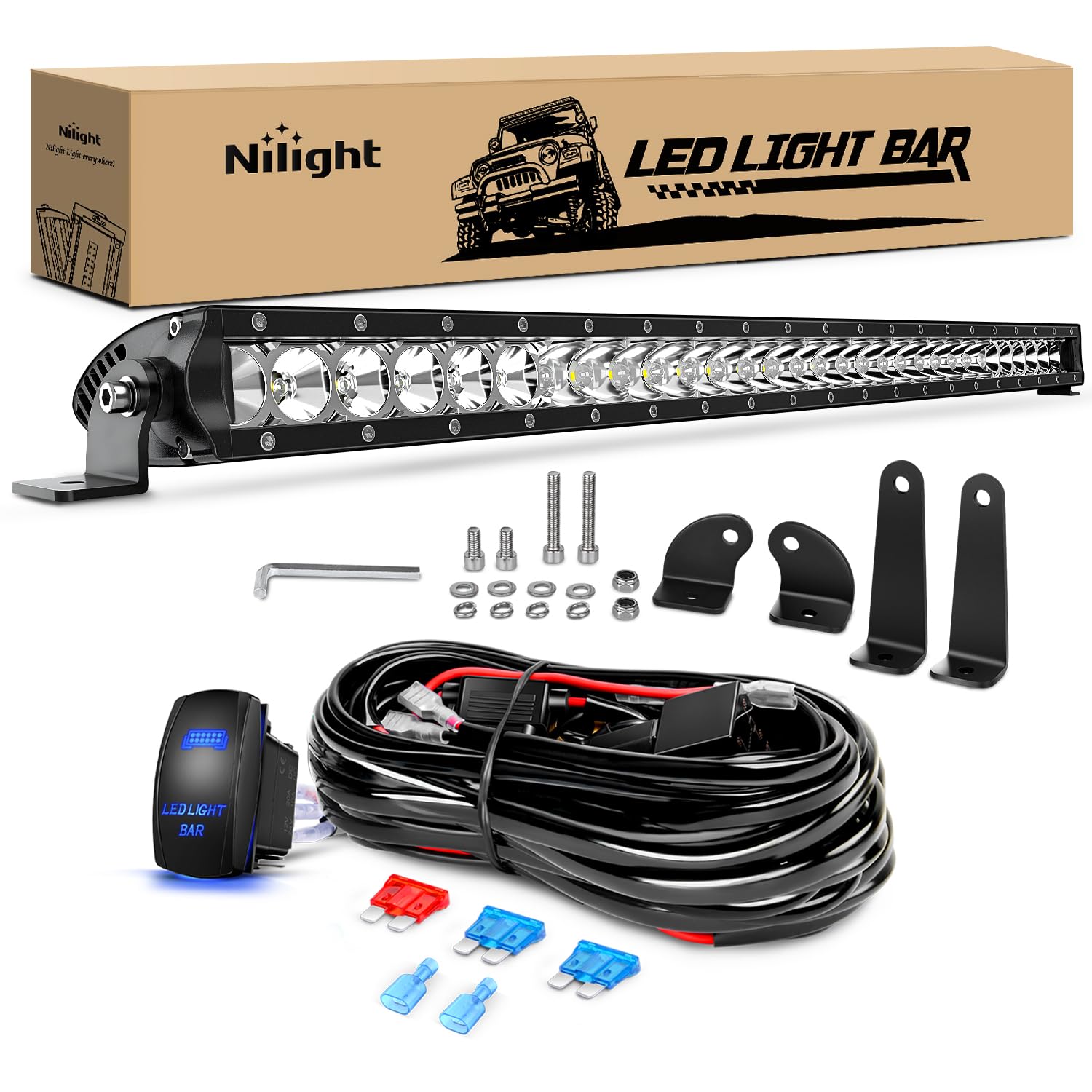 Photo 1 of ***(PARTS ONLY -SELLING AS IS )*** Nilight LED Light Bar 31inch 150W Spot Flood Combo Super Slim 14500LM Off Road 3D LED Driving Off Road Lights with Wiring Harness Kit-1 Lead for Trucks Pickup SUV ATV UTV Boat 4x4 Van Camper