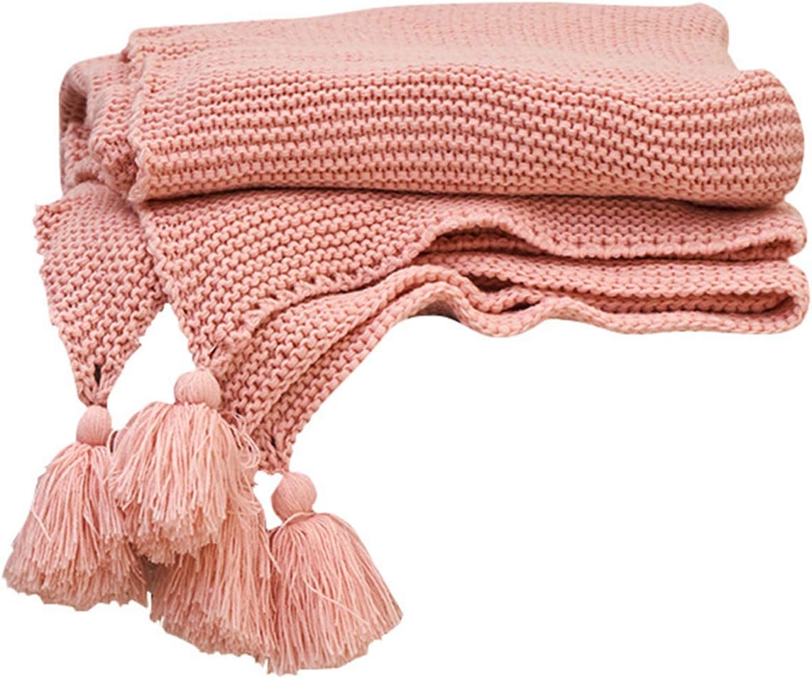MEETGG Bed Throws, Tassel Towel Made Knitted Blanket Throw