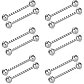 Briana Williams 14G Straight Barbell Tongue Rings for Women Stainless Steel Tongue Piercing Jewelry 12-18mm Bar Length for Nipple Rings Nipplerings Piercing