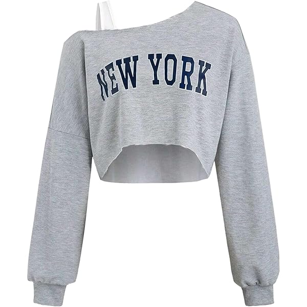 SweatyRocks Women's Cropped Sweatshirts Off The Shoulder