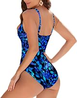 WIN.MAX Aqua Spots Tummy Control Swimsuit Plus Size Ruched Push Up Monokini UK10 view 2