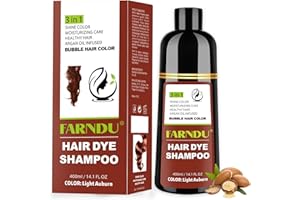 Farndu Light Auburn Hair Dye Shampoo for Women Men Gray Hair Coverage and Herbal Ingredients 3 In 1 Hair Color Shampoo