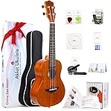 AKLOT Concert Ukulele, Ukelele Solid Mahogany 23 inch for Beginners Starter Adults Kit with Free Online Courses and Uke Acces
