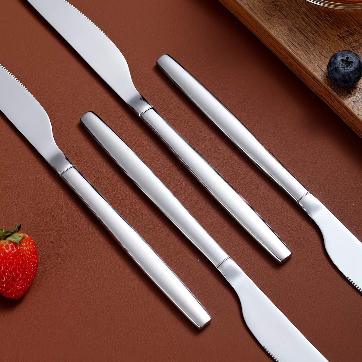 Berglander Dinner Knives Set Of 6, Stainless Steel Shiny Modern Dinner Knife, Butter Knife Table Knives Dishwasher Safe: Kitchen & Dining
