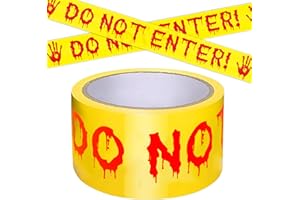 RUIZHUO Halloween Decorations Caution Tape,Do Not Enter Yellow Scary Caution Tape Roll 4.8CM*25M Hazard Warning Tape Indoor Barricade Safety Outdoor Spooky DIY Decorative Accessory For Party,Door,Danger Areas