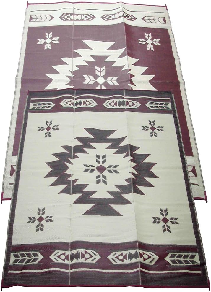 Fireside Patio Mats Navajo Breeze Burgundy And Beige 6 Feet X 9 Feet Polypropylene Indoor Outdoor Reversible Patio Rv Mat Amazon Ca Automotive