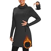 Soneven Women's Fleece Sweatshirt Dress Warm Pullover Long Sleeve Thermal Hoodie Dresses Winter Outfits with Pocket