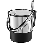 Oggi Insulated Ice Bucket, 4 Quart / 3.8 L, Stainless Steel, Black.