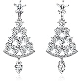 Christmas Tree Earrings for Women Shiny Zircon Christmas Tree Dangle Earrings Rhinestone Charm Drop Earrings Holiday Jewelry Gift