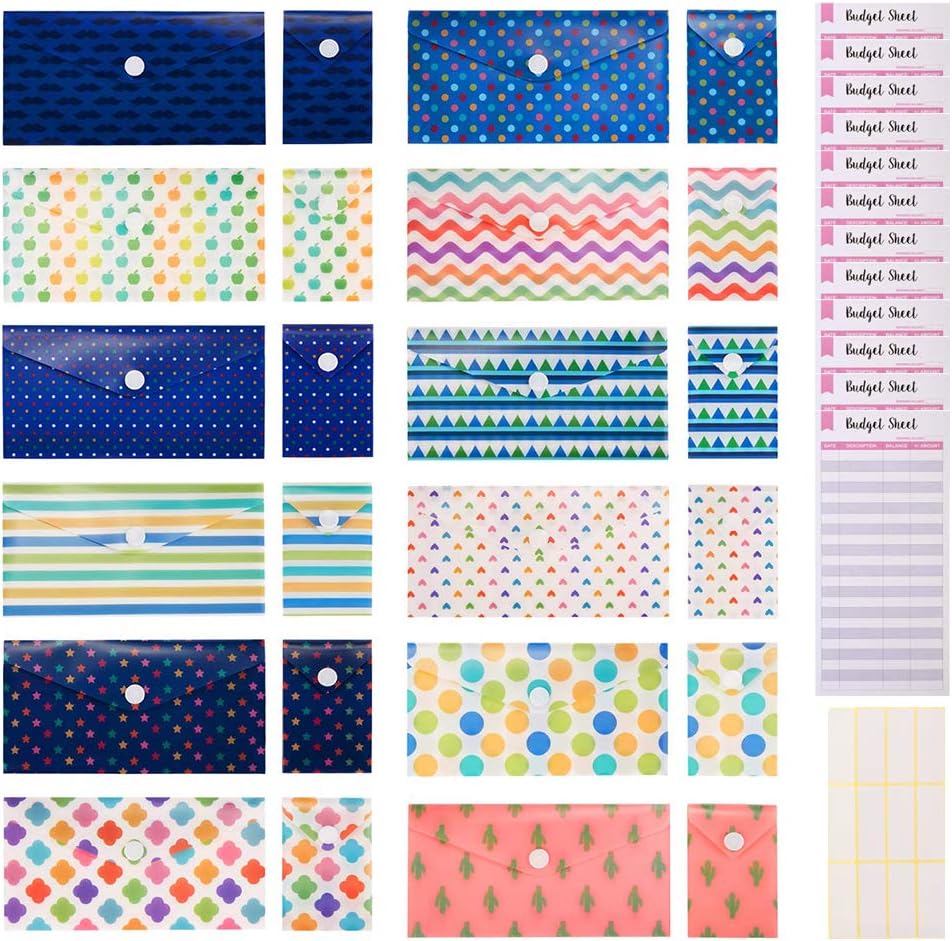 12 Pack Cash Budget Envelopes System Waterproof Reusable Plastic Cash Envelope 12 Pack Plastic