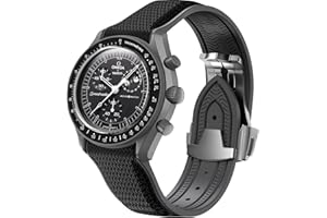 REBANDACE Strap for Omega x Swatch MoonSwatch Watch 20mm,Folding Buckle Band Compatible Omega X Swatch Moonswatch Speedmaster,Curved No Gap Replacement Strap for Men Women