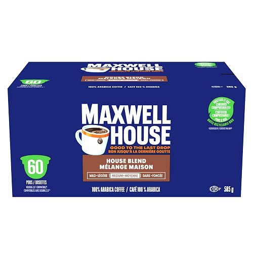 Maxwell House House Blend Coffee Certified Compostable K-Cup Coffee Pods, 60 Pods