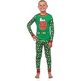 INTIMO Peanuts Pajamas Boy's Snoopy Wake Me When It's Christmas Tight Fit Long Sleeve Shirt and Pant Set
