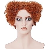 NJJYXH 12 Inches Auburn Short Curly Wavy Orange Wigs for Women Copper Red Wavy Wig with Synthetic Natural Ginger Wig for Movie Anime Costumes Cosplay,Halloween,Daily Use