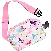 WAWSAM Kids Belt Bag Fanny Pack - Unicorn Crossbody Bag Waist Bag Purse for Girl with Adjustable Waistband 20-35.5 Inch Multiple Compartments Waist Bag Girls Sports Bags Child Runner Bags Gift